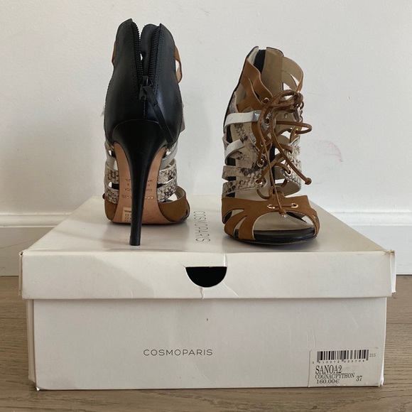 Cosmoparis Cognac Python Heels - Picture 1 of 4